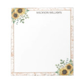 Gemonogrammeerde Vintage Rustieke Zonnebloem Decou Notitieblok (Voorkant)