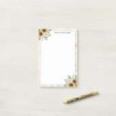 Gemonogrammeerde Vintage Rustieke Zonnebloem Decou Post-it® Notes (Op bureau)