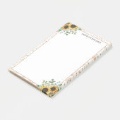 Gemonogrammeerde Vintage Rustieke Zonnebloem Decou Post-it® Notes (Schuin)