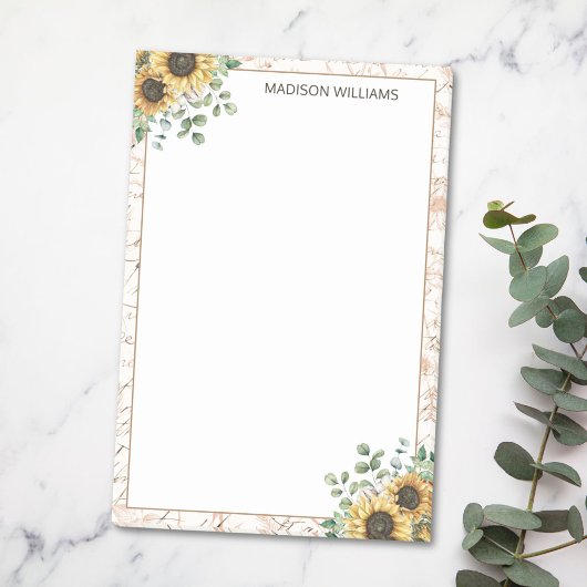 Gemonogrammeerde Vintage Rustieke Zonnebloem Decou Post-it® Notes