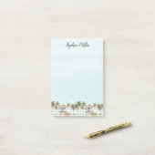 Gemonogrammeerde Waterverf Kokospalm Bomen Strand Post-it® Notes (Op bureau)