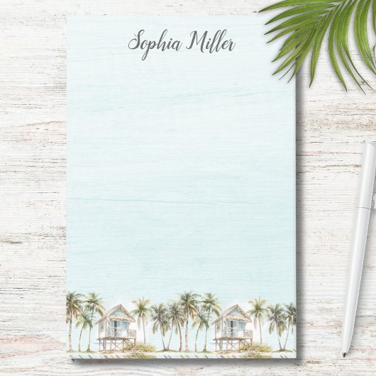 Gemonogrammeerde Waterverf Kokospalm Bomen Strand Post-it® Notes