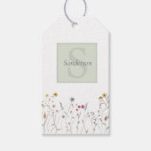 Gemonogrammeerde waterverf wildbloem cadeaulabel (Voorkant)