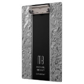 Gemonogrammeerde Zilveren Metallic Folie Klembord (Links)