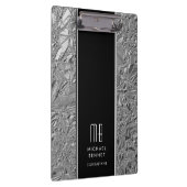 Gemonogrammeerde Zilveren Metallic Folie Klembord (Rechts)