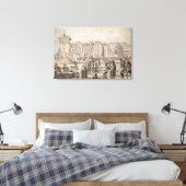 Gemontebanken en Promenaders op de Pont Canvas Afdruk (Insitu (Slaapkamer))