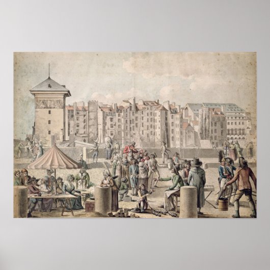 Gemontebanken en Promenaders op de Pont Poster (Voorkant)