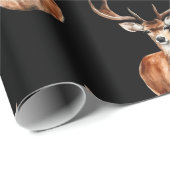 Gemonteerd Herten Head Wildlife Zwart Cadeaupapier (Rol Hoek)