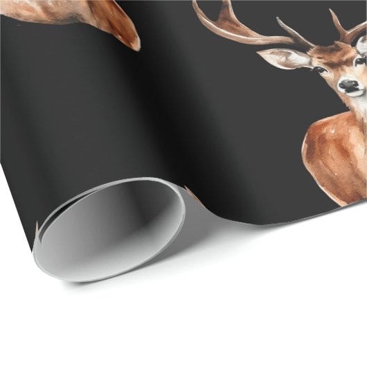 Gemonteerd Herten Head Wildlife Zwart Cadeaupapier (Rol Hoek)
