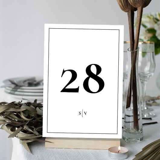 Gemonteerd | Monogram Elegant Zwart Wit Trouwen Kaart