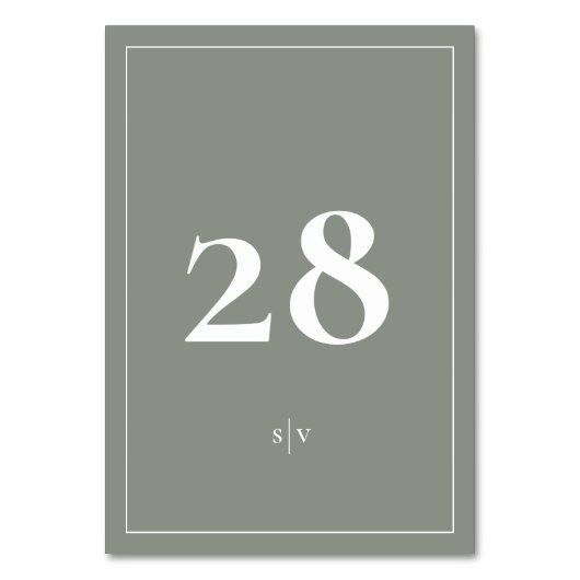 Gemonteerd | Monogram Elegante Groen Witte Trouw Kaart (Voorkant)
