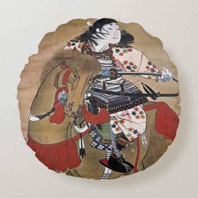 Gemonteerd Samurai Rond Kussen (Voorkant)