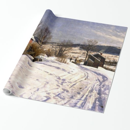 Gemonteerd - Winterlandschap in Lillehammer Cadeaupapier (Uitgerold)