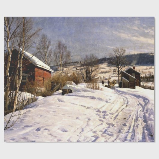 Gemonteerd - Winterlandschap in Lillehammer Cadeaupapier (Vlak)