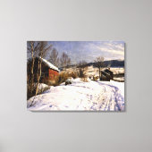 Gemonteerd - Winterlandschap in Lillehammer Canvas Afdruk (Voorkant)