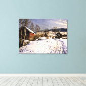 Gemonteerd - Winterlandschap in Lillehammer Canvas Afdruk (Insitu (Houten vloer))