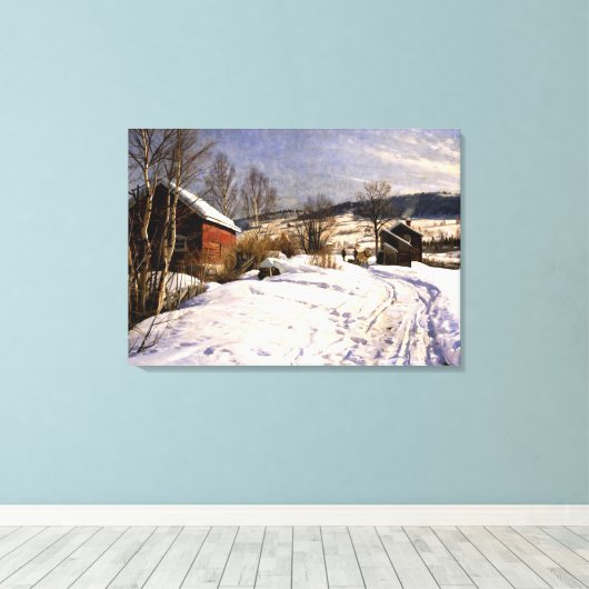 Gemonteerd - Winterlandschap in Lillehammer Canvas Afdruk (Insitu (Houten vloer))