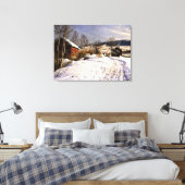 Gemonteerd - Winterlandschap in Lillehammer Canvas Afdruk (Insitu (Slaapkamer))