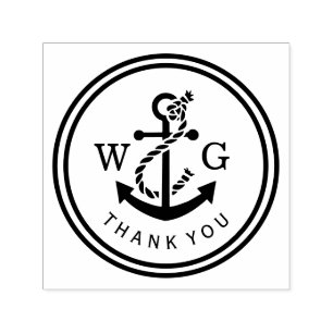 Gemonteerde bootanker met koppelmonogram Bedankt Zelfinktende Stempel