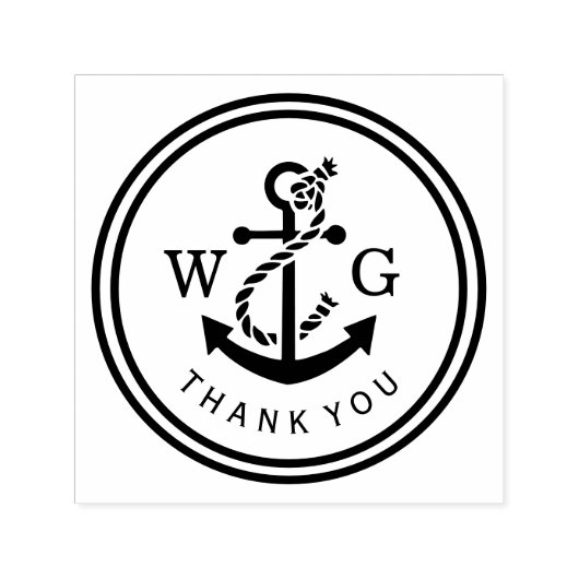 Gemonteerde bootanker met koppelmonogram Bedankt Zelfinktende Stempel (Design)