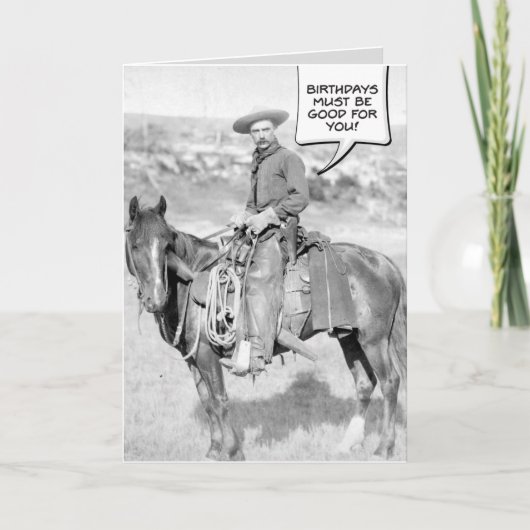 Gemonteerde cowboy Birthday Card Kaart (Voorkant)