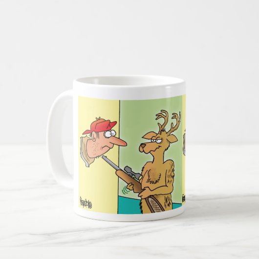 Gemonteerde Der Hunter Head cartoon mok koffie (Voorkant links)