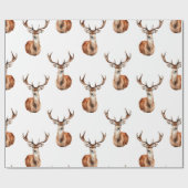 Gemonteerde Herten Hoofd Wildlife Vakantie Cadeaupapier (Vlak)