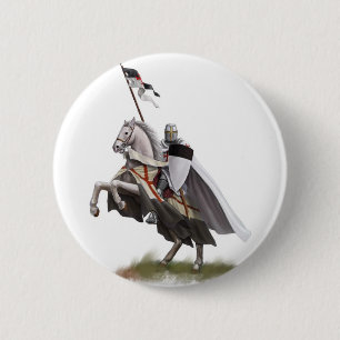 Gemonteerde Knight Templar Ronde Button 5,7 Cm