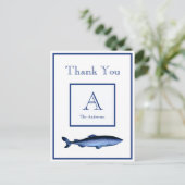 Gemonteerde marineblauwwitte haaienkust briefkaart (Staand voorkant)