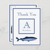 Gemonteerde marineblauwwitte haaienkust briefkaart (Voorkant / Achterkant)