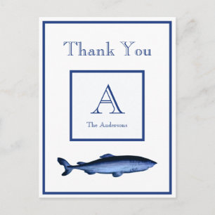 Gemonteerde marineblauwwitte haaienkust briefkaart