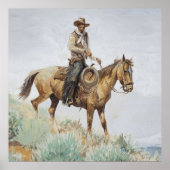Gemonteerde ruiter Westerne kunst van Edward Borei Poster (Voorkant)