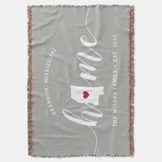 Gemonteerde staat Mississippi Home State Deken (Voorkant Verticaal)
