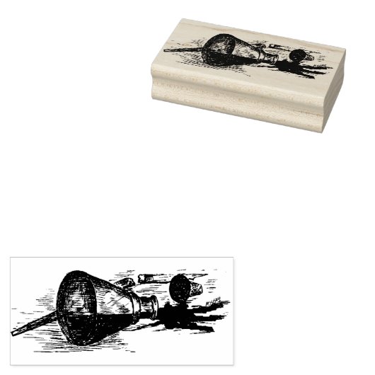 Gemorst Inkt Fles en Pen Rubber Stamp Rubberstempel (Gestempeld)