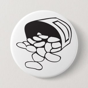 Gemorste Bonen Zwart en Wit Omlijning Ronde Button 7,6 Cm