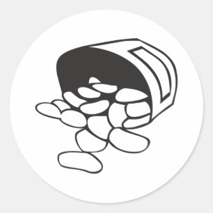 Gemorste bonen zwart-wit omlijning ronde sticker