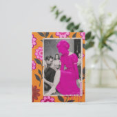 Gemorste hete roze verf jurk model dame collage briefkaart (Staand voorkant)