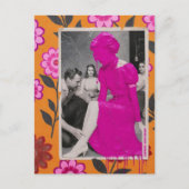 Gemorste hete roze verf jurk model dame collage briefkaart (Voorkant)