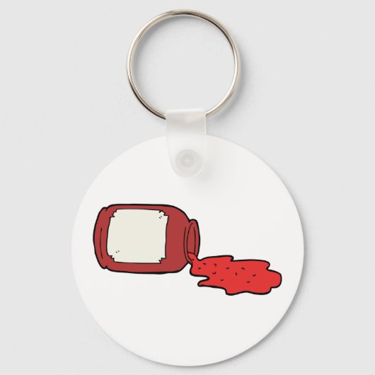 Gemorste Jam Schattigee Rode Jelly Jar Sleutelhanger (Voorkant)