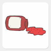 Gemorste Jam Schattigee Rode Jelly Jar Vierkante Sticker (Voorkant)