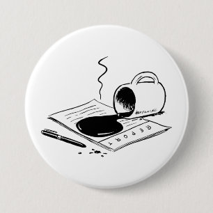 Gemorste koffie op rapport Grappig kantoormishap Ronde Button 7,6 Cm