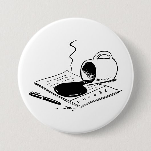 Gemorste koffie op rapport Grappig kantoormishap Ronde Button 7,6 Cm (Voorkant)