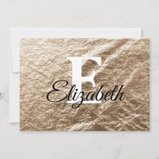 gemorste monogramtypografie goudpapier feestdagenkaart (Voorkant)