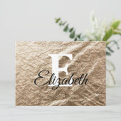 gemorste monogramtypografie goudpapier feestdagenkaart (Staand voorkant)