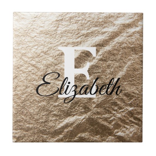  gemorste monogramtypografie goudpapier tegeltje (Voorkant)