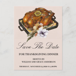 Gemoste Turkije Floral Save the Date Thanksgiving Briefkaart