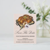 Gemoste Turkije Floral Save the Date Thanksgiving Briefkaart (Staand voorkant)
