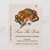Gemoste Turkije Floral Save the Date Thanksgiving Briefkaart (Voorkant / Achterkant)
