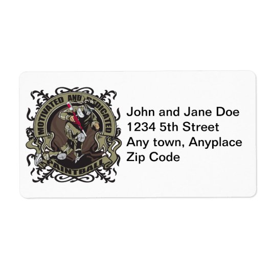 Gemotiveerde Paintball Etiket (Voorkant)