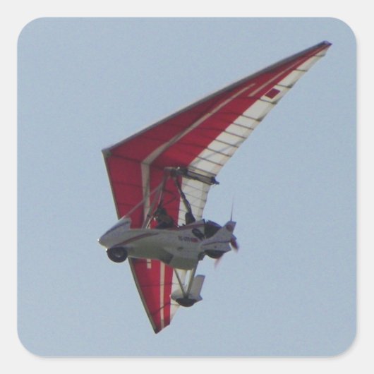 Gemotoriseerde hangglider vierkante sticker (Voorkant)